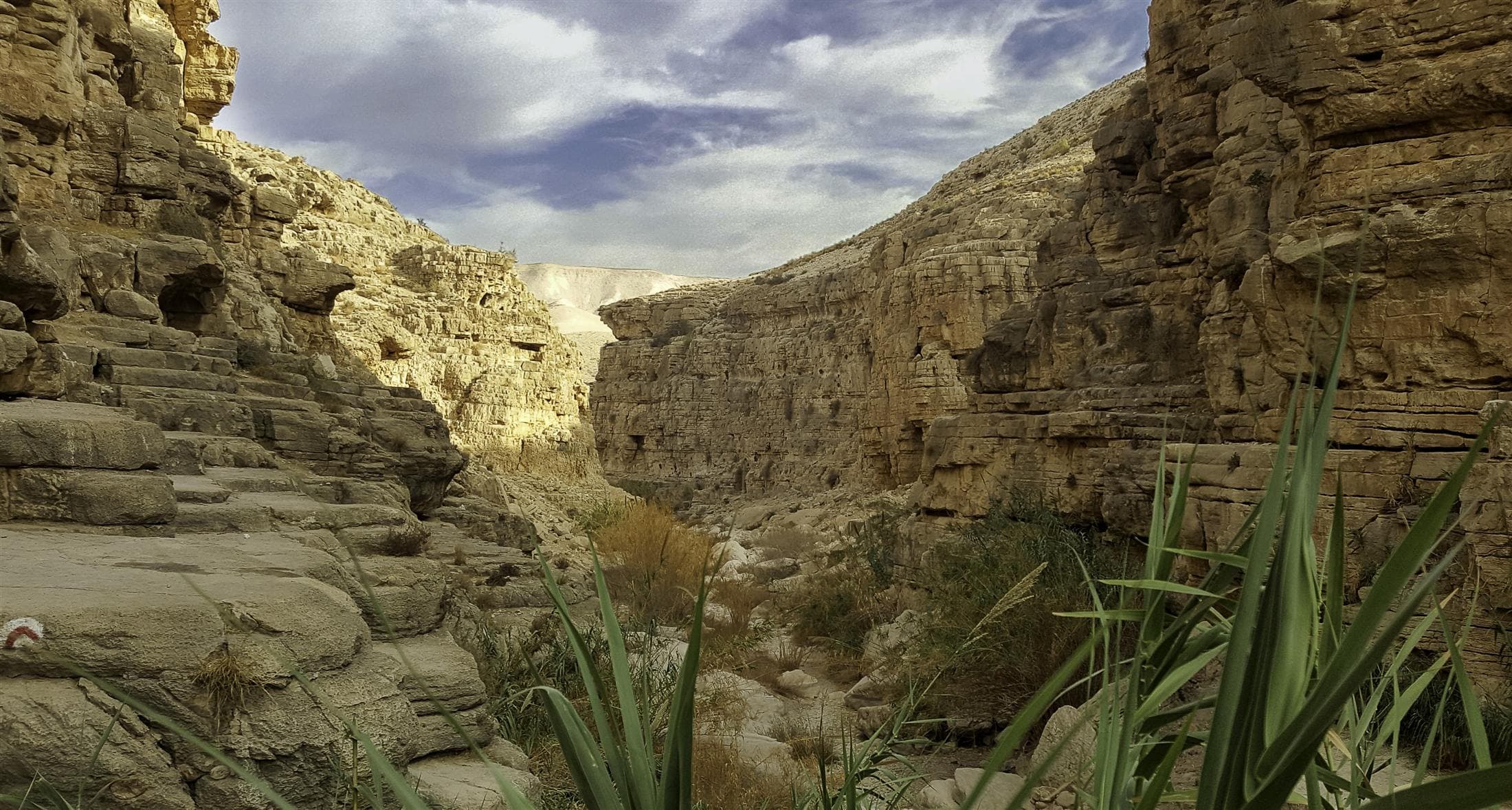A stepped trail through Wadi Qelt, the canyon the old Jerusalem–Jericho road ran through